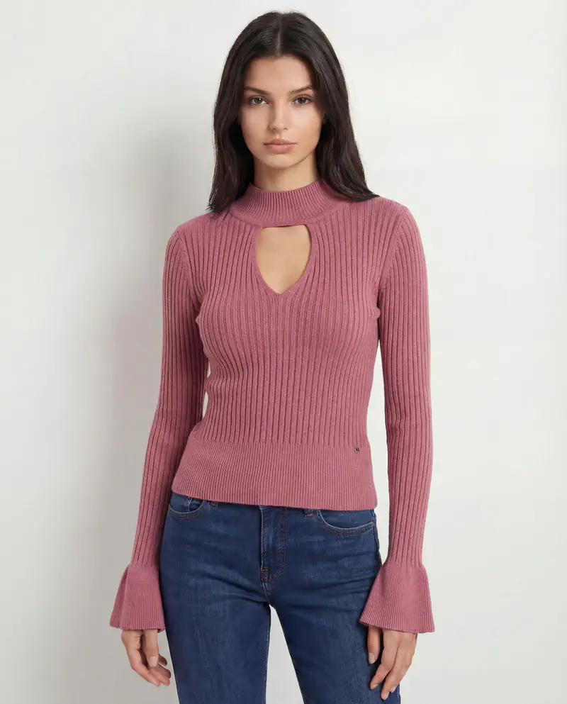 Maglia a coste rosa della collezione MET Jeans